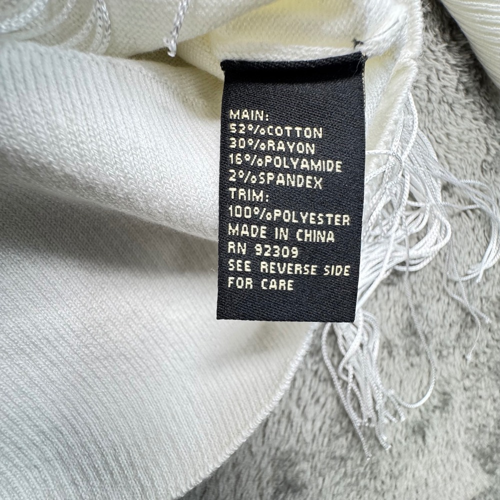 DG2 Diane‎ Gilman White Turtleneck Sweater Fringe Trim Tassel Detail Size L NWT - Picture 8 of 10